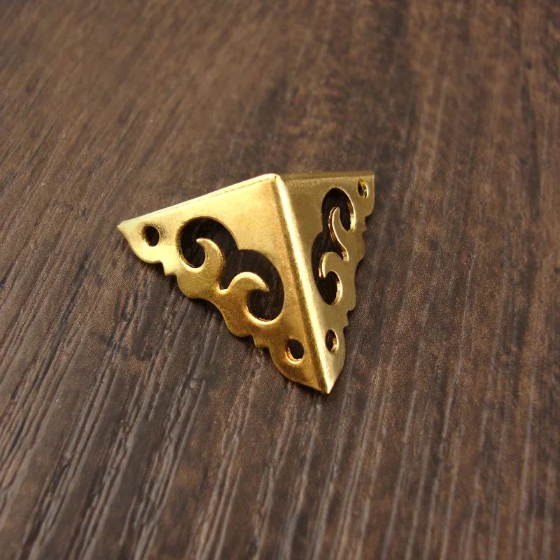 Hollow Brass Corner Luggage Case Wooden Box Mini Copper Corners Brackets Decor Cover Furniture Triangular Protector 2cm 20Pcs |