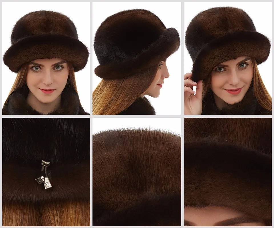 Мода меховая шапка Женская Повседневная норки hat Цветочные Украшения норки меховая шапка женская Натуральной Кожи зимние шапки для женщин