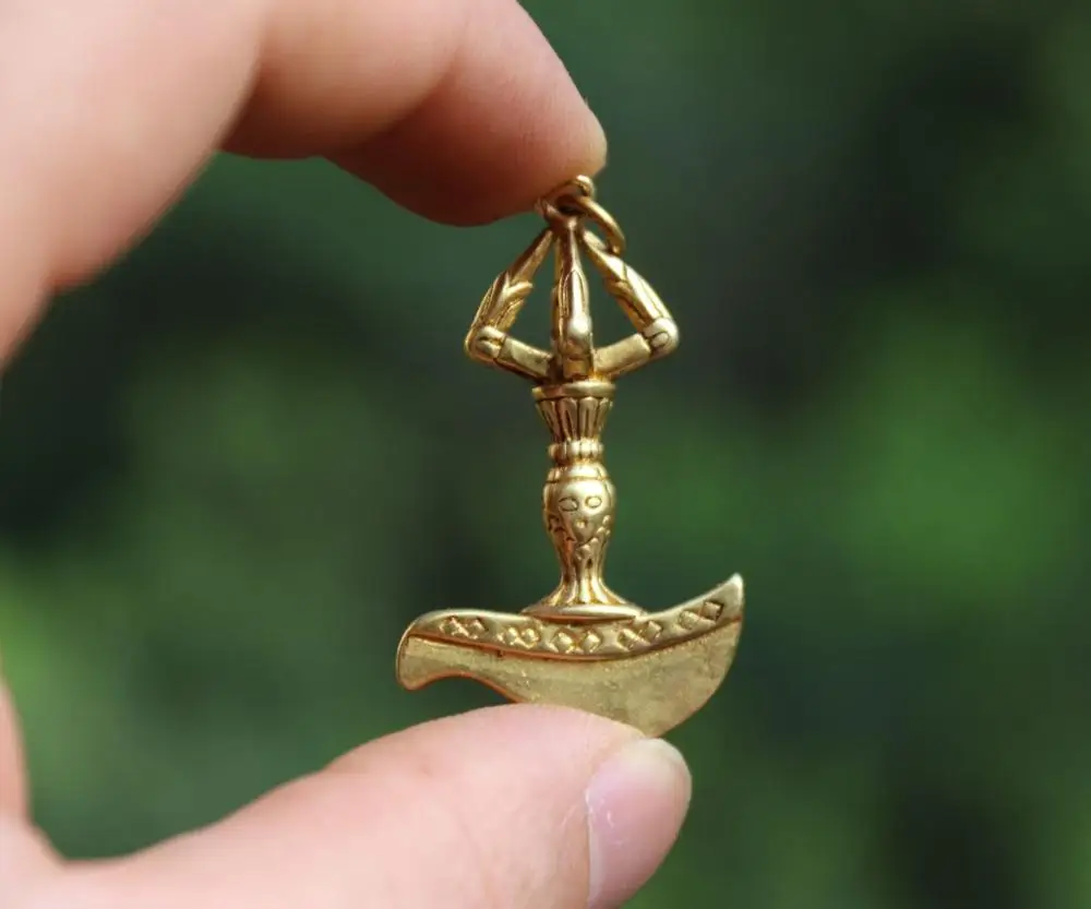 Тибетская бронзовая позолота ювелирное изделие ручной работы амулет Dorje Vajra-pestle