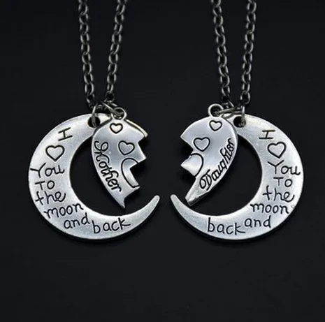 Ожерелье с подвеской в виде серебряной Луны ожерелье гравировкой I Love You To The Moon