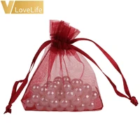 50pcslot 7x9cm organza bags candy bag drawable jewelry pouch for wedding favor christmas decorations diy gift packing