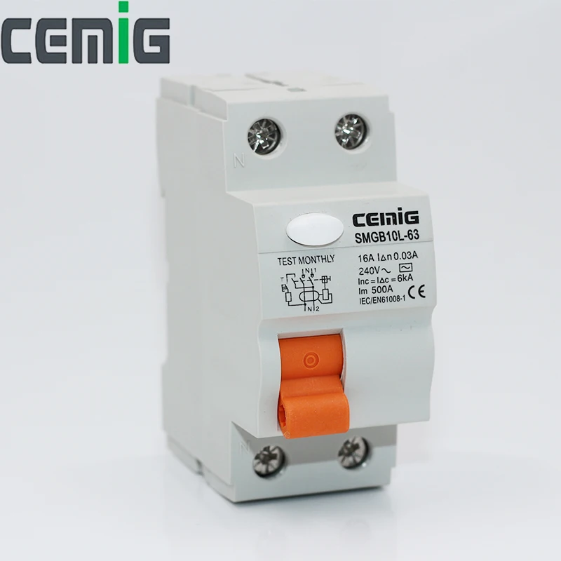 Cemig RCCB 16A-63A миниатюрный выключатель утечки MCB защита от перегрузки и короткого
