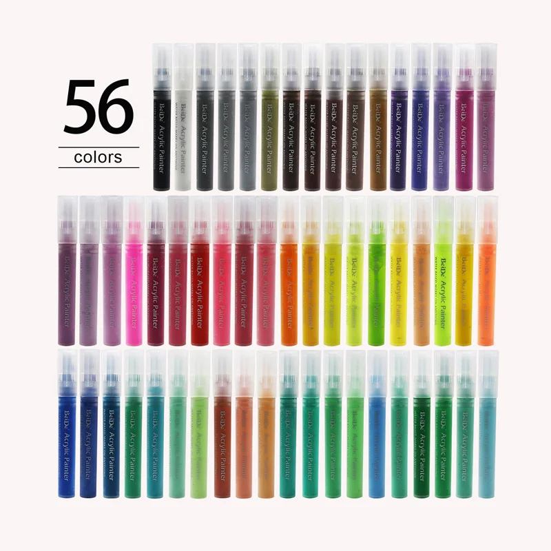 56 color set Постоянный на водной основе акриловый цветные маркеры, отлично подходит для рок, дерева, ткани, стекла, металла, керамики, поделок своими руками - Цвет: 56 color set