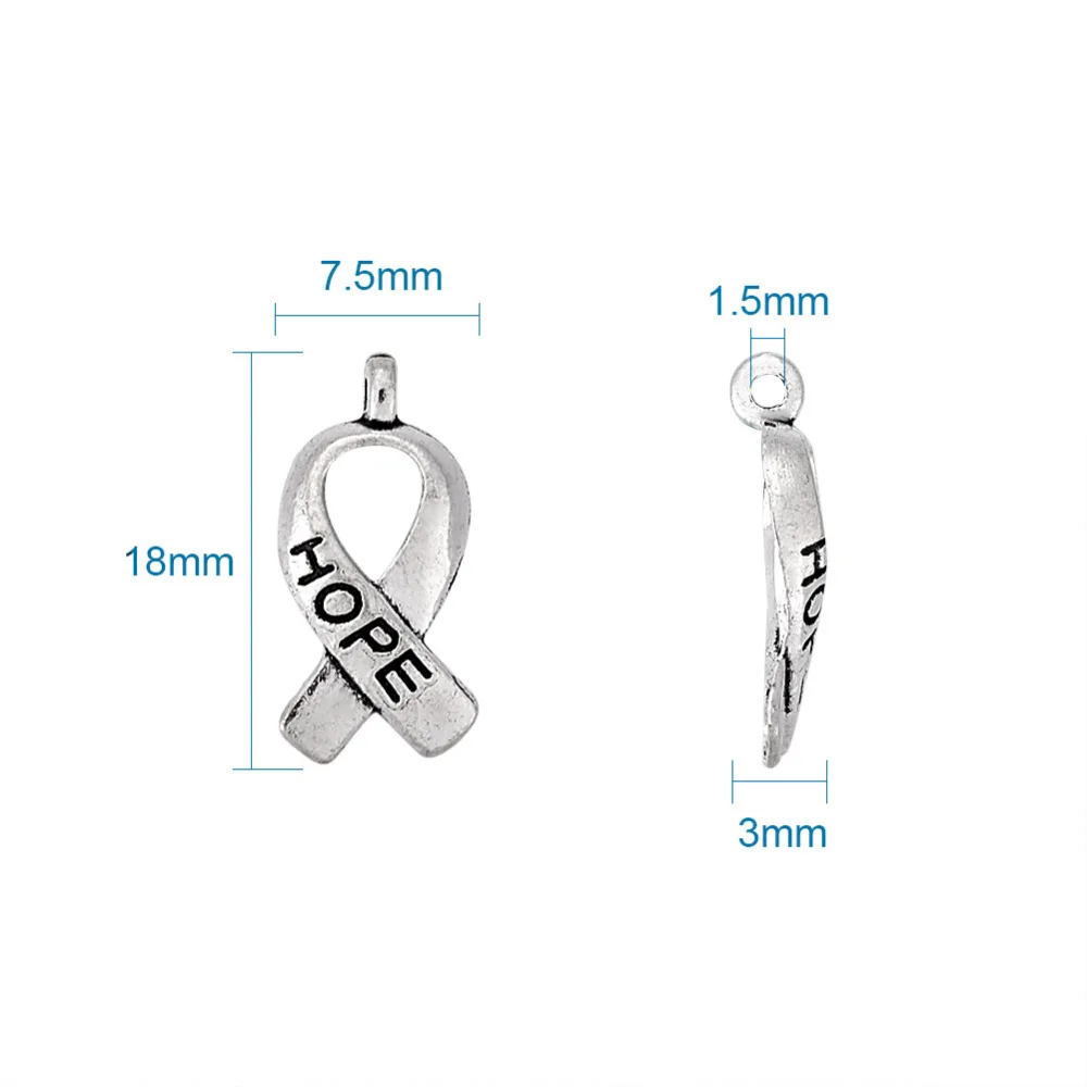 Tibetan Silver Color Bronze Tone Especial Hope Breast Cancer Awareness Ribbon Charms Pendants for Jewelry Necklace Making | Украшения и