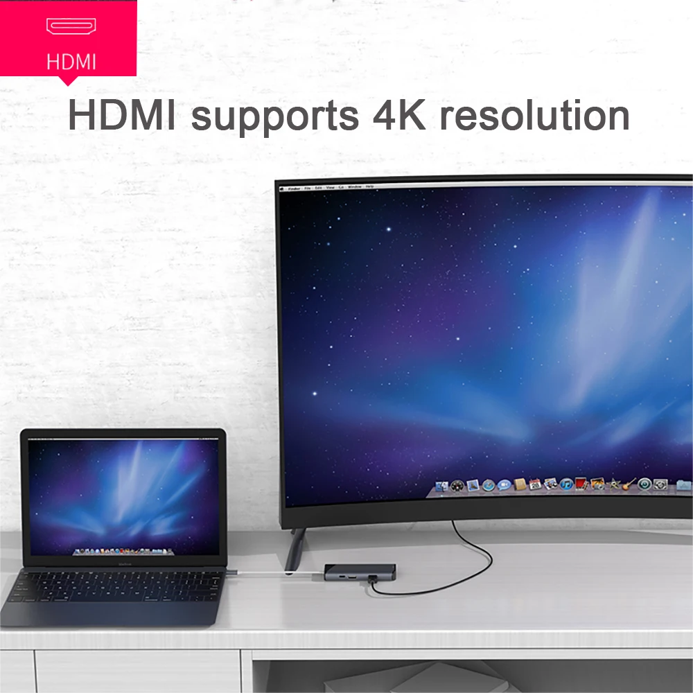 7 в 1 USB C концентратор HDMI 4K Gigabit Ethernet Rj45 адаптер 3 SD/TF кардридер PD для MacBook Pro iPad Type