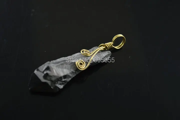 5 шт./партия подвески из серебристого титанового покрытия|wire wrapped pendants|crystal pillarwire