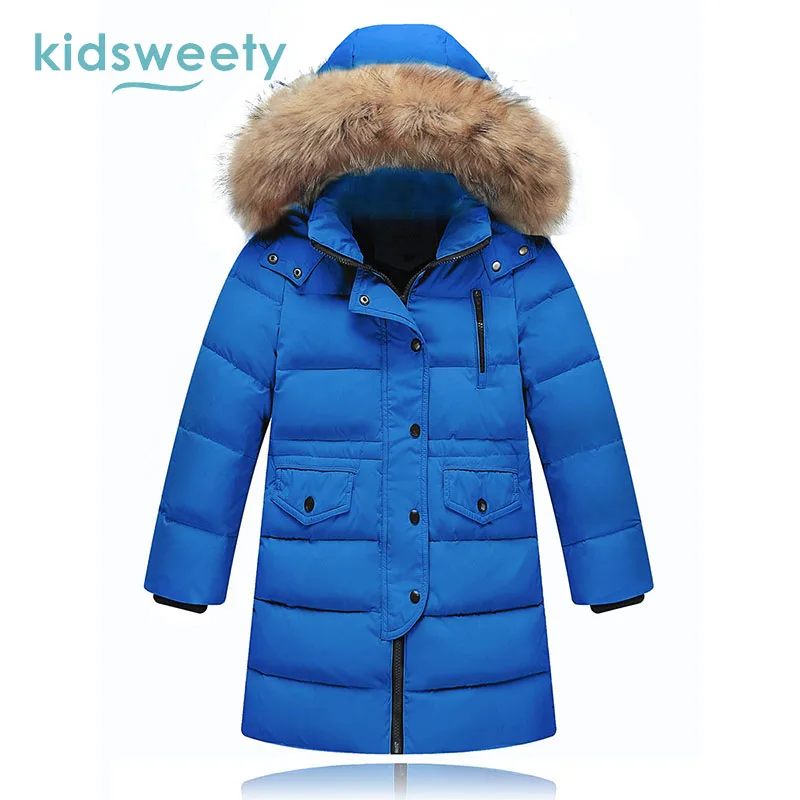 Kidsweety дети Пуховое пальто Обувь для мальчиков девочек прямые WDD толстые тепло