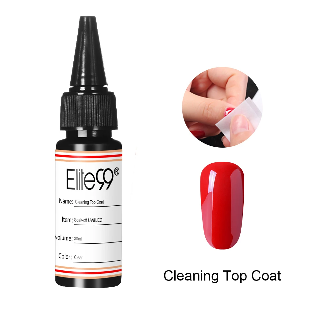 Cleaning Top Coat Elite99 30 мл большой объем верхнее Базовое покрытие матовое металлическое усиленное воздушное сухое праймер Матовый УФ Гель-лак горячая Распродажа Гель-лак для дизайна ногтей - Цвет: Cleaning Top Coat