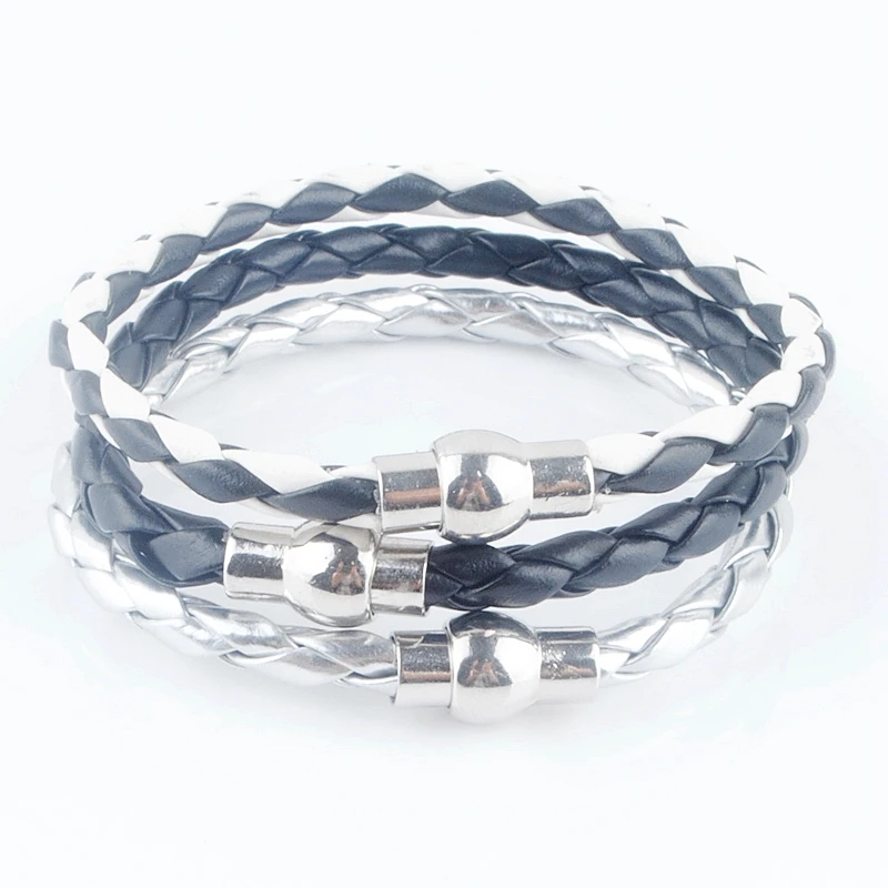 Модный кожаный браслет Stingray из нержавеющей стали с магнитной застежкой Плетеный