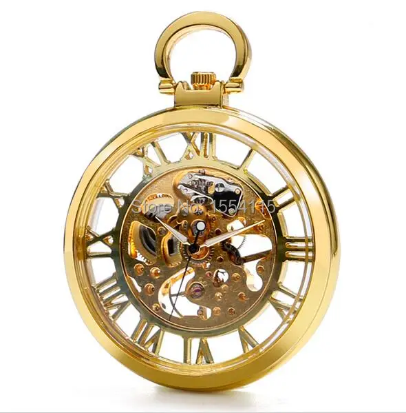 20 шт./лот механические карманные часы с римским циферблатом и золотым