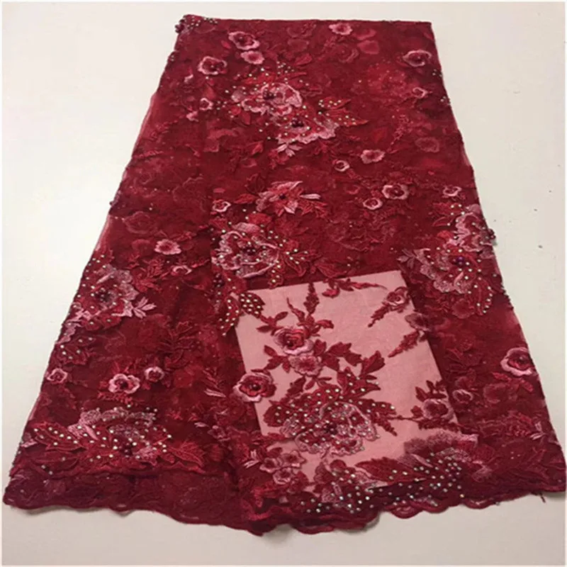 Красивый дизайн вышитая камнями сетчатая кружевная ткань для женского вечернего