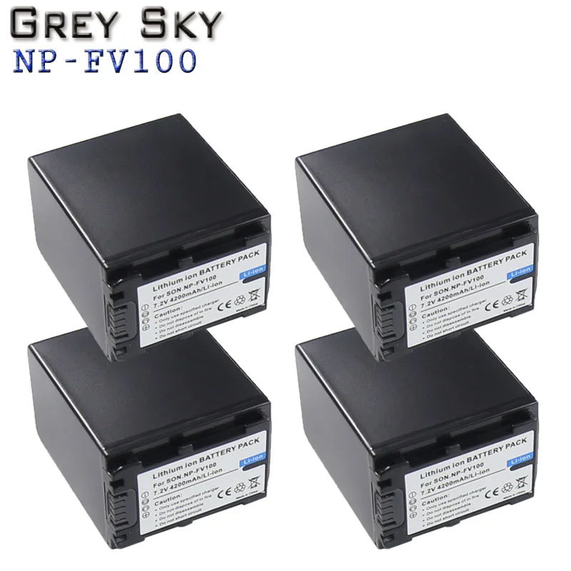 4 battery Истинная емкость 4200 мА/ч, NP-FV100 FV100 NP FV100 батареи для sony NP-FV30 NP-FV50 NP-FV70 SX83E SX63E - Цвет: 4 battery