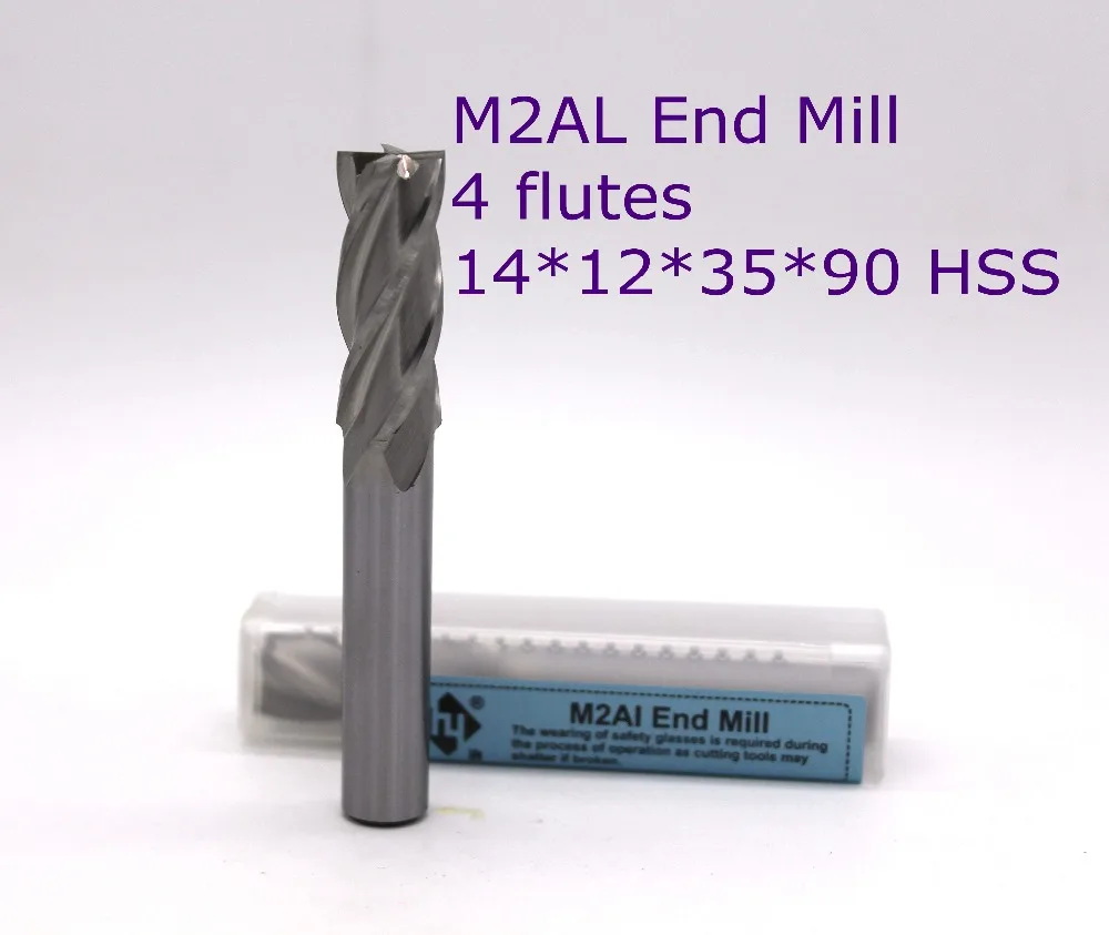 Концевая фреза с 4 канавками HSS M2AL для фрезерных станков ЧПУ 10 шт 14*12*35*90 |