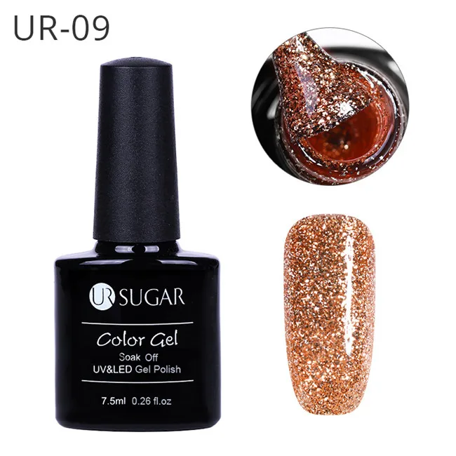 UR 09 Ur Sugar 7,5 мл замачиваемый УФ-Хамелеон голографический Гель-лак звездный блеск лак для ногтей - Цвет: UR 09
