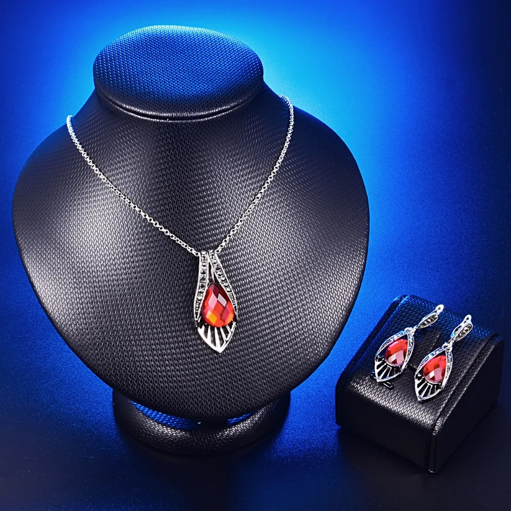 Женский комплект свадебных украшений ожерелье и серьги с подвеской в виде капли