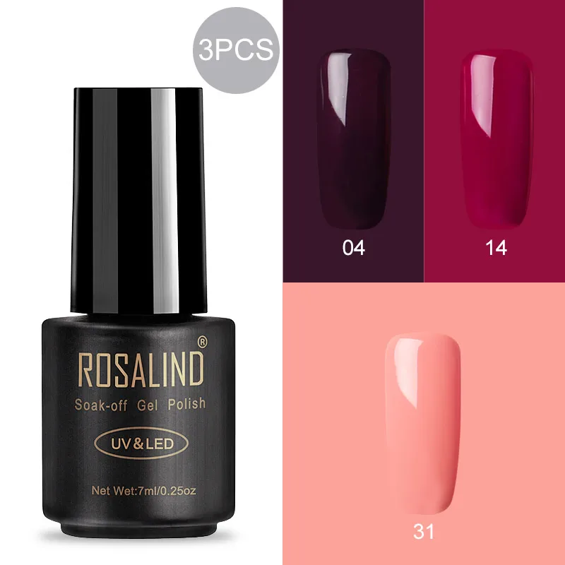 RA-3GELS-06 ROSALIND 7 мл Гель-лак для ногтей Полупостоянный УФ-гель гибридный набор для маникюра впитывающий лак белый праймер - Цвет: RA-3GELS-06