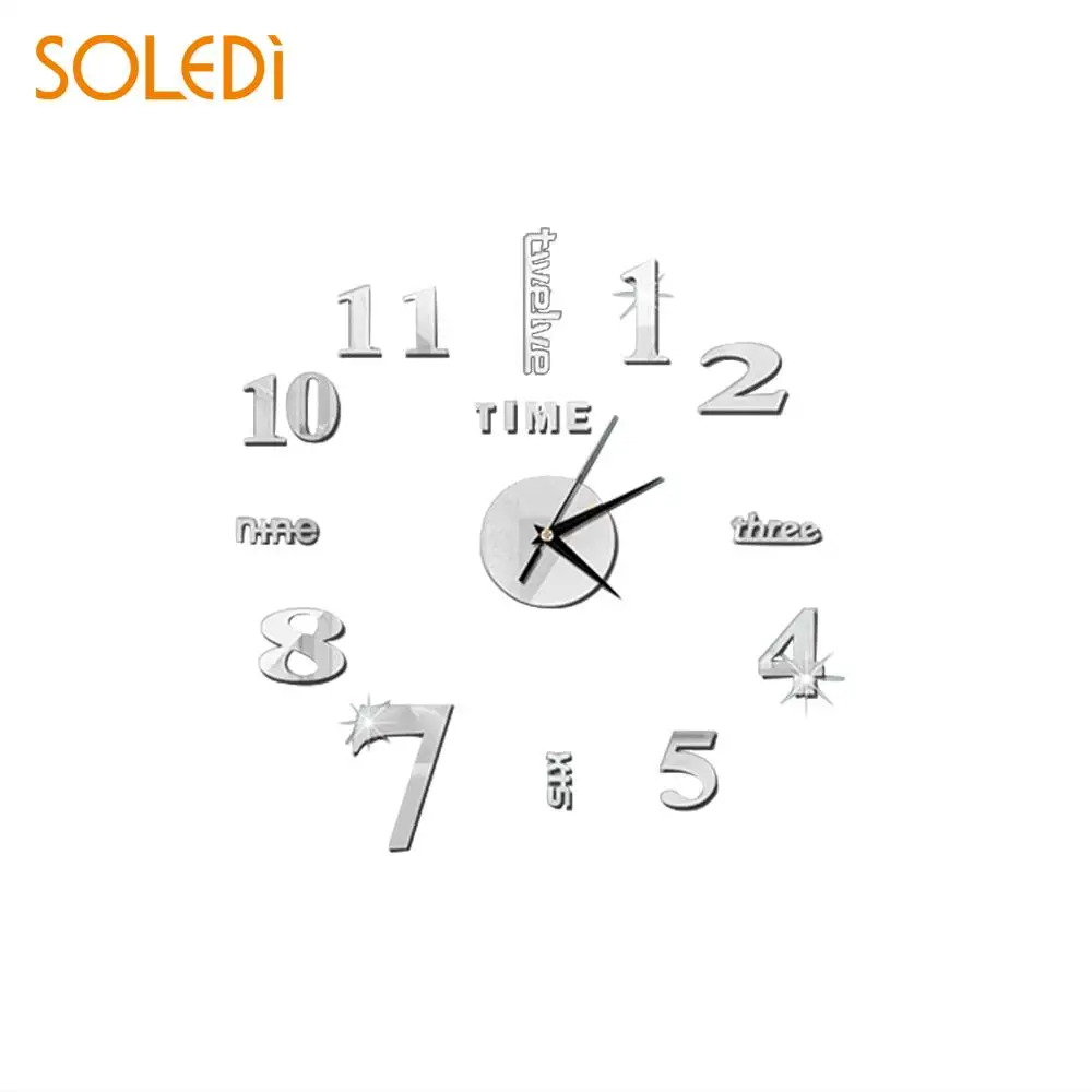 4 Color Acrylic Wall Stickers Clocks Sticker 3D Mirror Clock Home Decor Mural DIY Removable for Living Room | Дом и сад