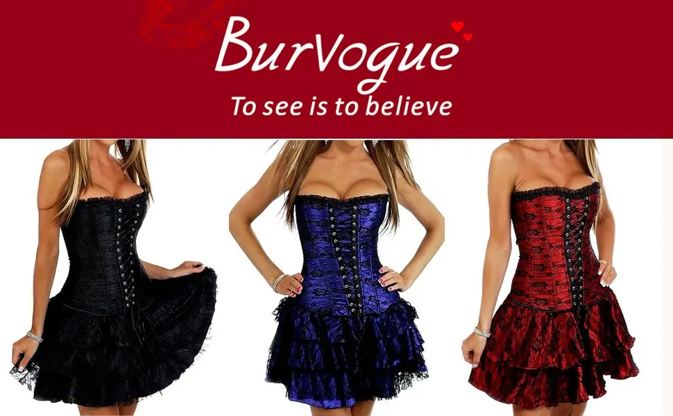 Burvogue сексуальные стимпанк Корсеты и бюстье Бурлеск Готический кружевной стимпанк корсет платье размера плюс цветочный костюм Бюстье платье