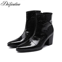 deification italian style botas hombre waterproof ankle boots motorcycle cowboy boot black men dress business party martin boots