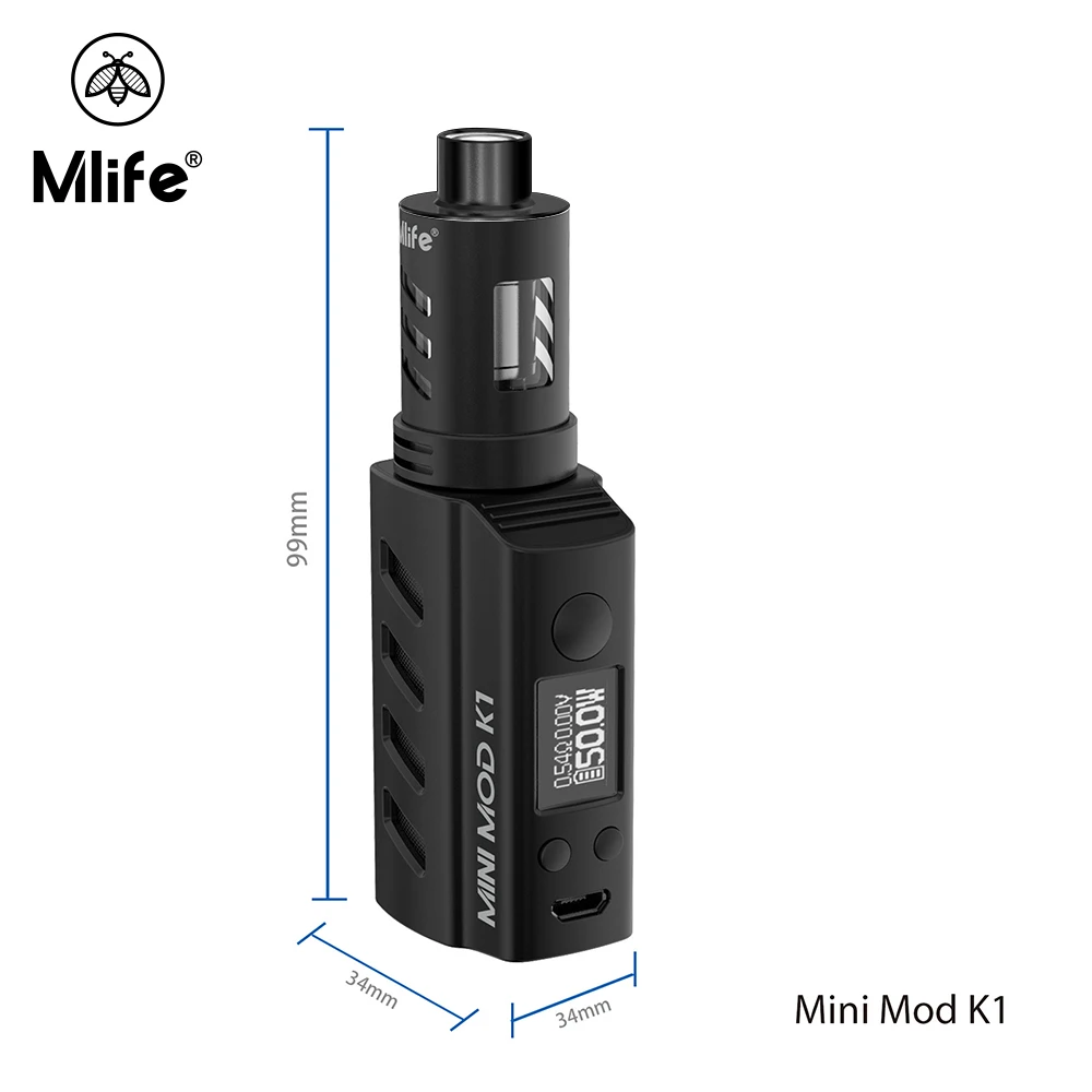 100% Оригинальные Mlife K1 50 Вт Vape Mod Kit электронная сигарета с 1200 мАч Батарея