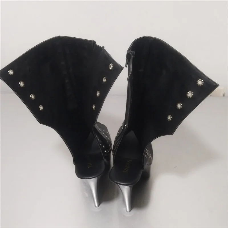 Женские ботинки на тонком каблуке 15 см ботильоны для выступлений сцене женские