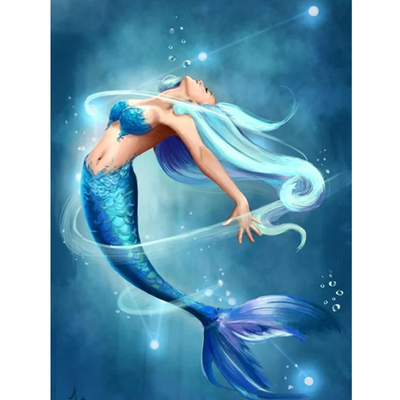 Полная круглая картина алмазная Русалка принцесса вышивка мозаика горный