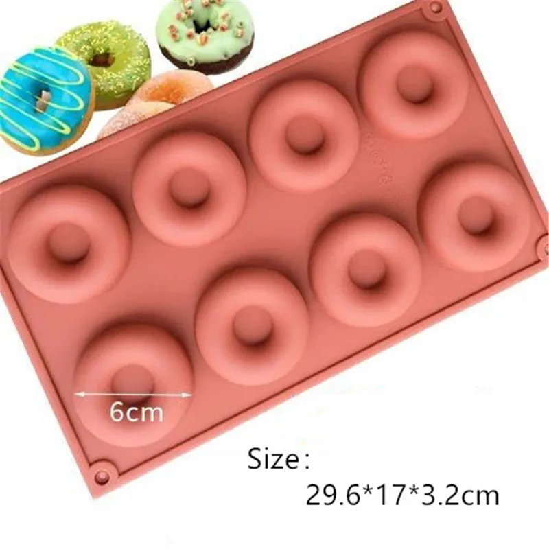 8 Holes 6/8/18 Holes Donut Silicone Mold Chocolate Silicone Mold Ice Cubes Soap Cookies Mould Jelly Fondant Molds Cake Baking Tools - Цвет: 8 Holes