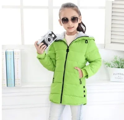 Child Girl Jackets Winter Coat 2017 3 Colour Children Clothing Kids Hooded Thicken Cotton-padded Jacket Long Parka | Детская одежда и