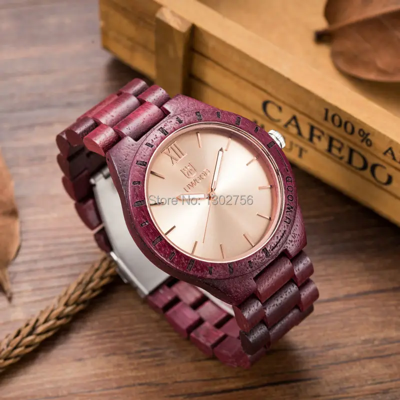 2018 новые натуральные черные сандалии деревянные аналоговые часы UWOOD Япония MIYOTA