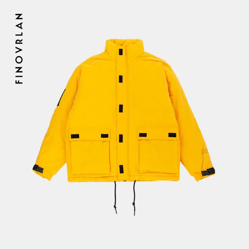 Camperas hombre invierno, зимняя мужская куртка, хип-хоп парка, Hombre куртка, пальто, мужские парки, хлопковая молодежная одежда, уличная одежда - Цвет: Цвет: желтый