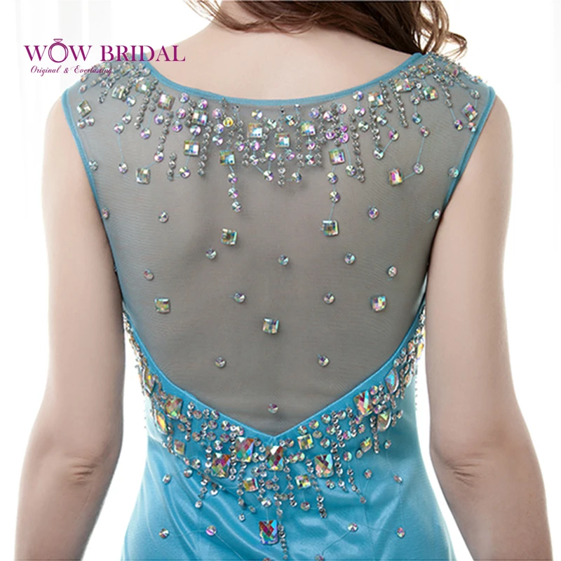 Wowbridal изящное длинное платье для выпускного вечера из прозрачного бисера без