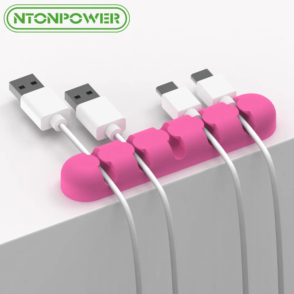 NTONPOWER CBS5 силиконовый кабель для сматывания наушников Кабельный органайзер зарядный кабель для хранения для мыши держатель зажим шнур управление - Цвет: Розовый