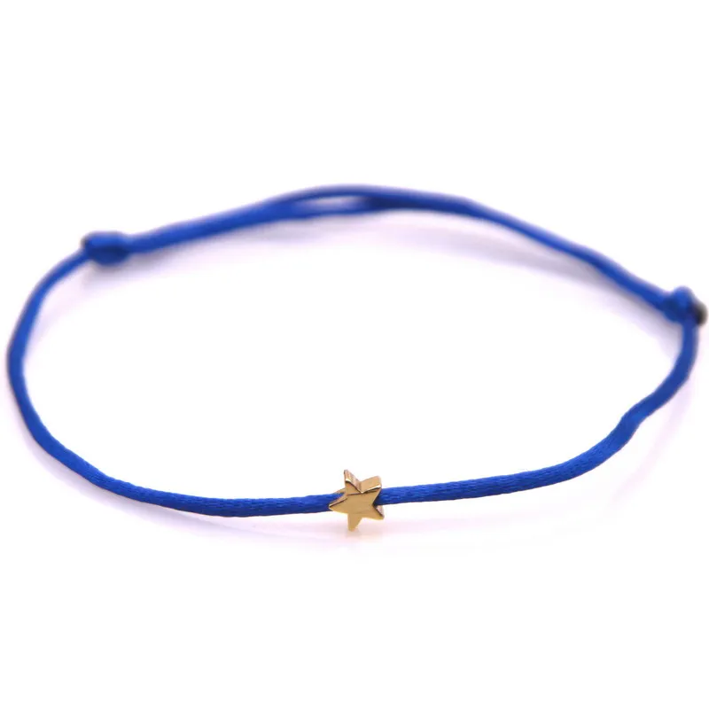 Браслет на удачу с золотыми звездами и красными струнами для женщин мужчин детей