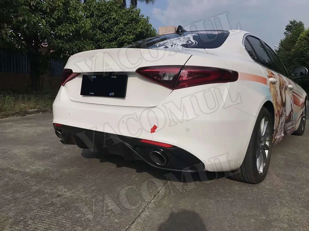 PP Материал задний бампер диффузор спойлер со стальным наконечником для Alfa Romeo Giulia Стандартный переход на спортивный бампер
