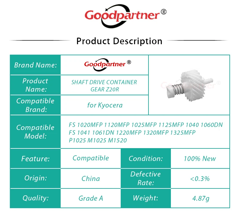 Контейнер привода вала для Kyocera FS 1020 1120 1025 1125 1040 1060 1041 1325 MFP DN 2M202380 2M202420 GEAR Z20R|Детали
