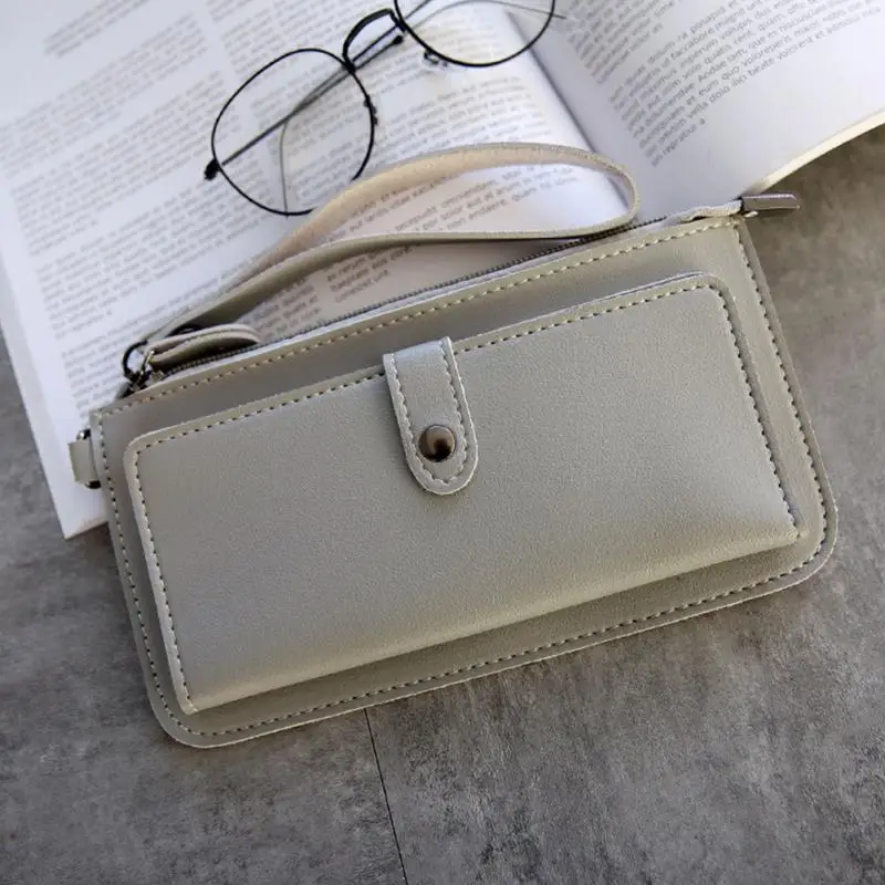 light grey Из искусственной кожи Для женщин Длинный кошелек женский клатч на молнии кошельки Для женщин карман для кошелька с деньгами держатель для карт бумажник женственные - Цвет: light grey