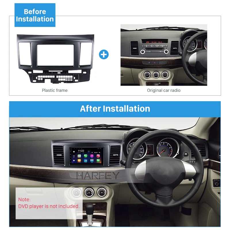 Автомобильная стереорамка Harfey 2DIN для Mitsubishi Fortis & Lancer 2010 автомобильная установки CD