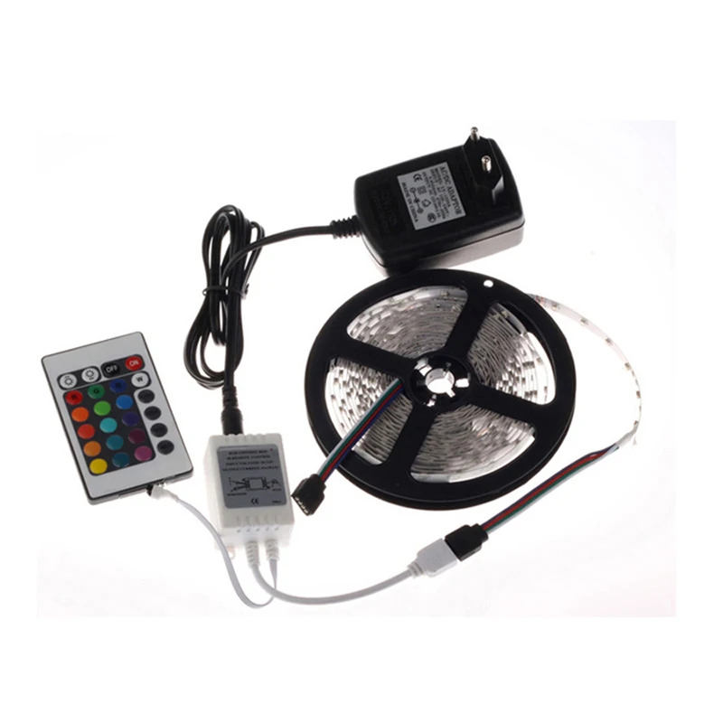Светодиодная лента RGB 5 м 10 м(2*5 м) SMD 3528 2835 Светодиодный Светильник ИК-пульт дистанционного управления 12 В адаптер питания гибкий светильник светодиодный ленточный домашний декор