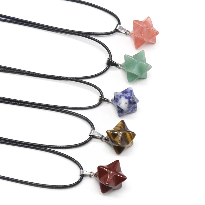 Подвески в стиле ретро Merkaba Chakras ожерелья из натурального камня для Рэйки лечение