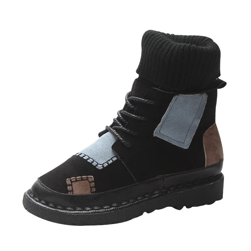 Женские ботильоны на платформе SONDR Черные резиновой подошве со шнуровкой