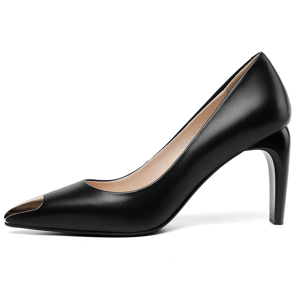 KARINLUNA/модные роскошные популярные туфли лодочки из коровьей кожи с острым носком без застежки женская обувь