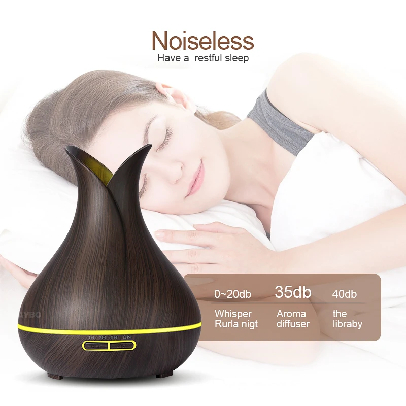 

400ml Air Humidifier light wood Essential Oil Diffuser wood grain Aromatherapy diffusers Aroma Mist Maker 24v led light for Home