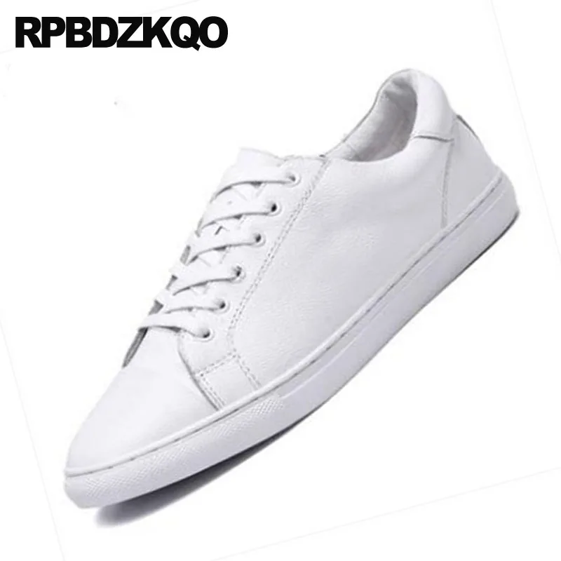 Real Leather Cowhide Luxury Brand Shoes Men Casual Embroidery White Spring High Quality Genuine Skate Rubber Sneakers Trainers |