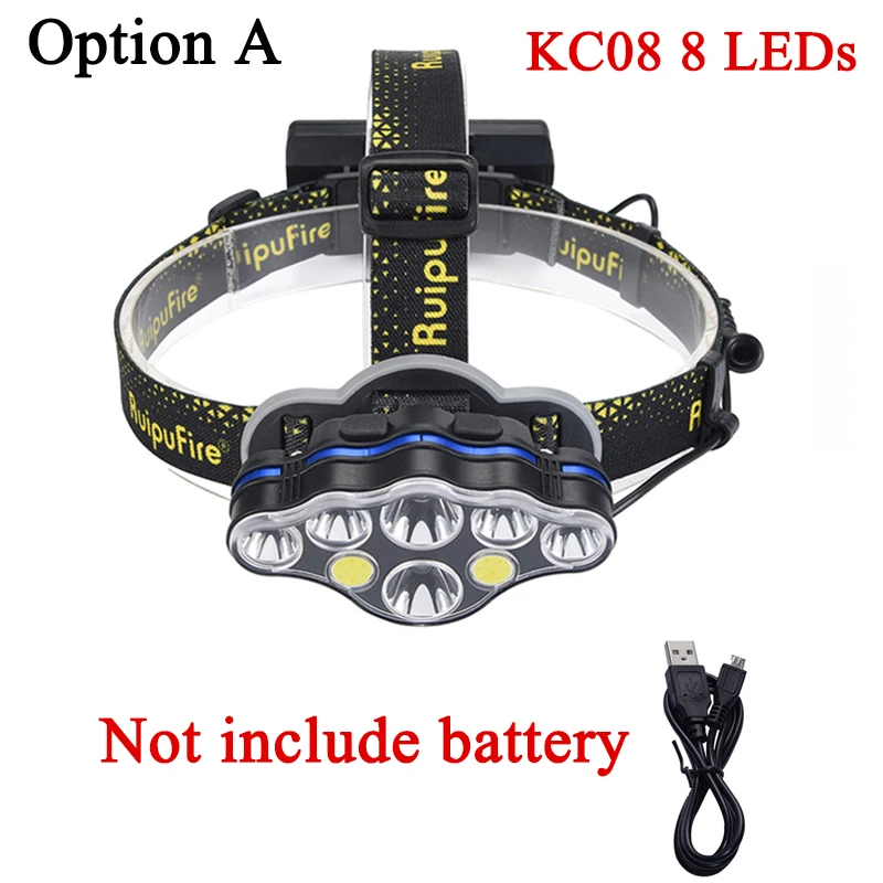 Option A KC08 Z20 Litwod фар KC08 8 светодиодные фары 2* T6+ 4* Q5+ 2* COB высокой мощности налобный фонарь Регулируемый фонарик переднего света Фонарь для кемпинга - Испускаемый цвет: Option A KC08