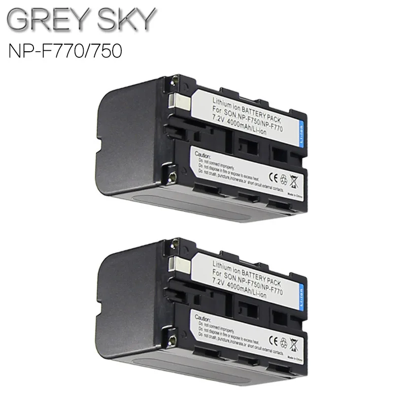 2 battery Комплект из 2 предметов 4000 мА/ч, NP-F770 NP-F750 NP F770 np f750 NPF770 750 батареи+ ЖК-дисплей USB Зарядное устройство для sony NP-F550 NP-F770 NP-F750 F960 F970 - Цвет: 2 battery