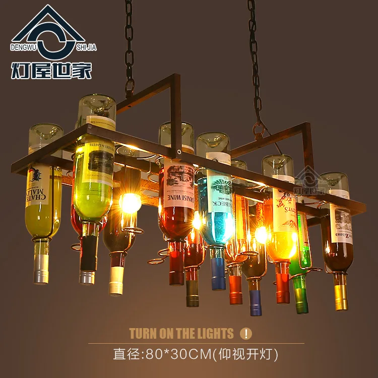 

Креативная бутылка, персонализированная художественная дизайнерская Подвесная лампа, лофт, бар, ресторан, кафе, бар, гостиная, декоративная