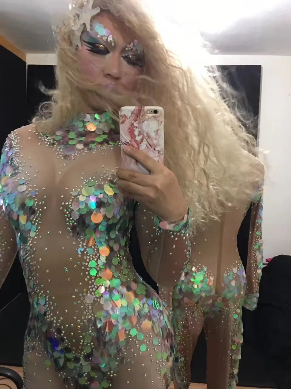 Сексуальный костюм русалки с блестками для сцены певицы танцовщицы женщин со