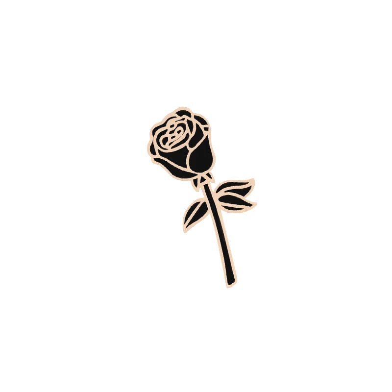 Rose Креативная черная брошь "Роза" мультфильм яблоко сосна яблоко кошка рыбья кость эмаль шпильки для женщин и мужчин шляпа Нагрудный значок коллекционное украшение подарки - Окраска металла: Rose