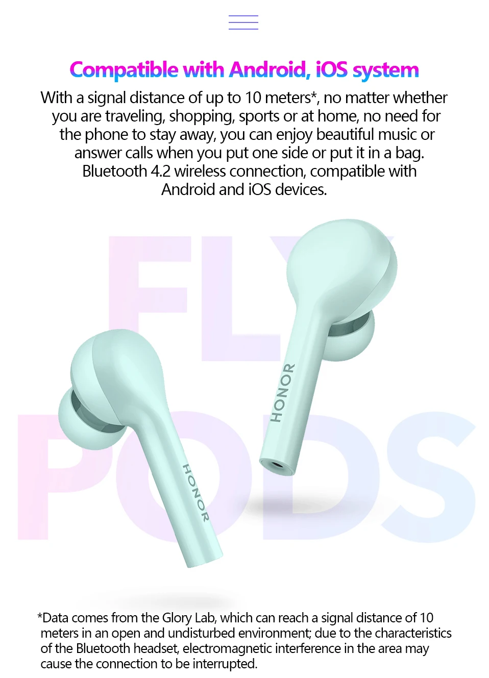huawei Honor FlyPods Lite, молодежная версия, беспроводные наушники, Bluetooth 4,2, водонепроницаемые с микрофоном, Hi-Fi, сенсорные беспроводные наушники