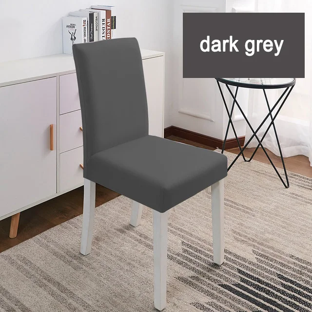 dark grey Однотонный цветной чехол для кресла спандекс эластичные чехлы стул для свадебного банкета чехлы столовый набор крышка пасторальный гостиничный чехол - Цвет: dark grey